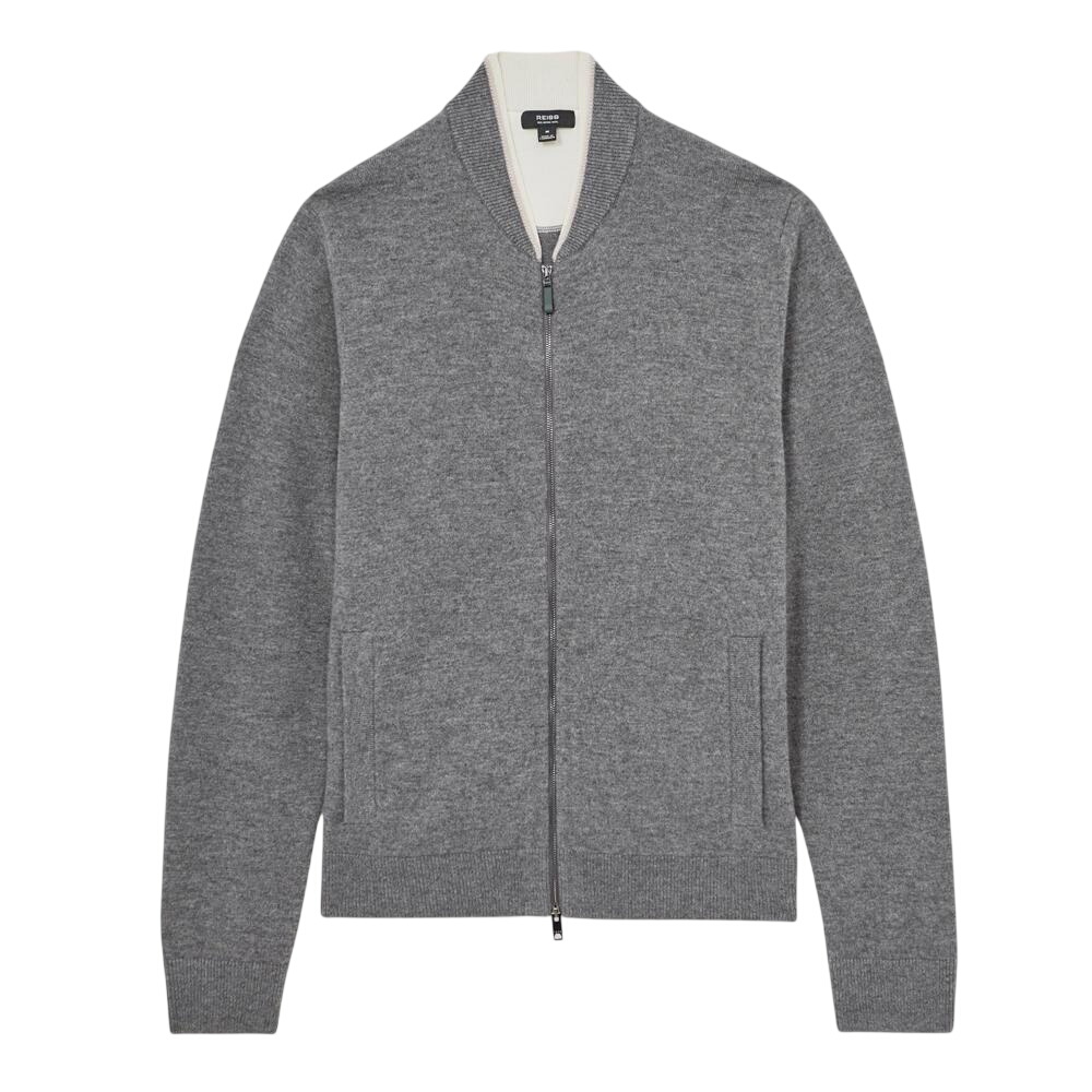 REISS Clifford Merino-Wool Zipped Bomber Cardigan